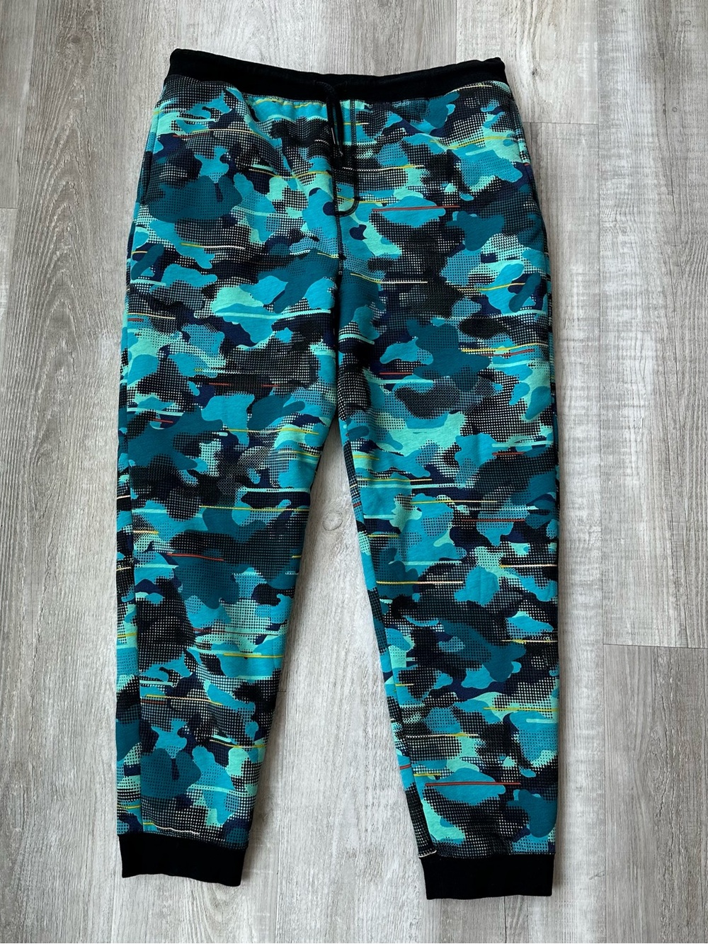 Lands End Digital Camo Colorblock Fleece Jogger Sweatpants Womens Size XXL 80s